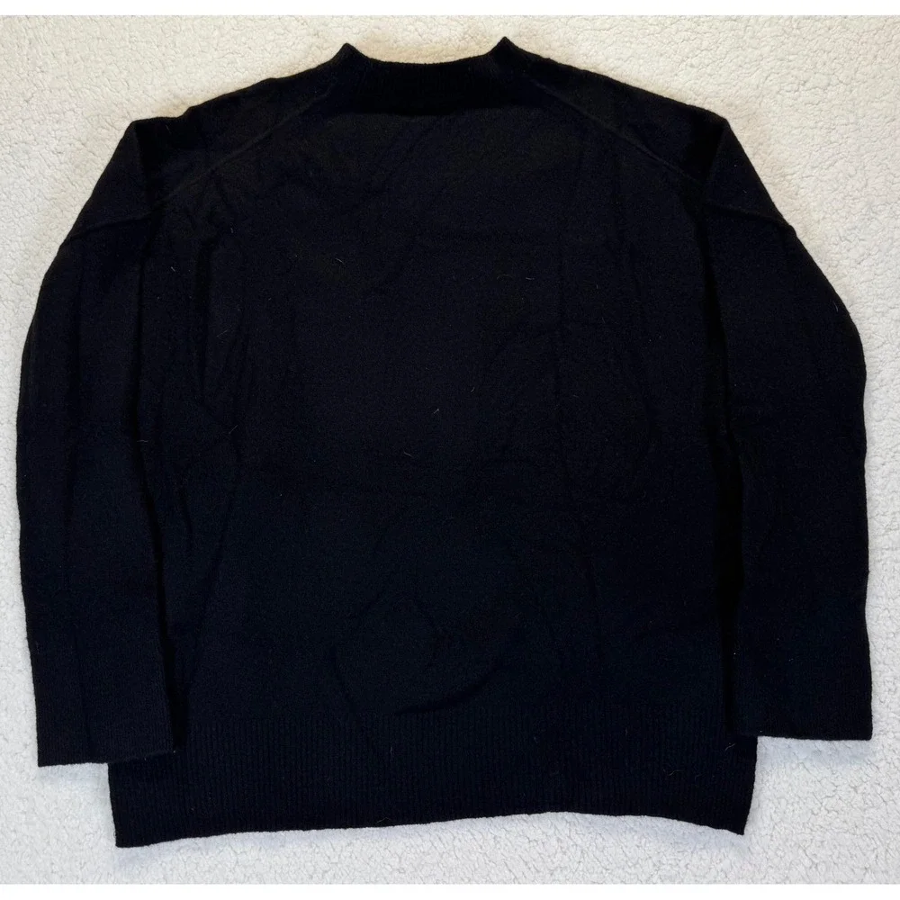 AllSaints Black Wool Yak Blend Crewneck Sweater Relaxed Fit Small Mens